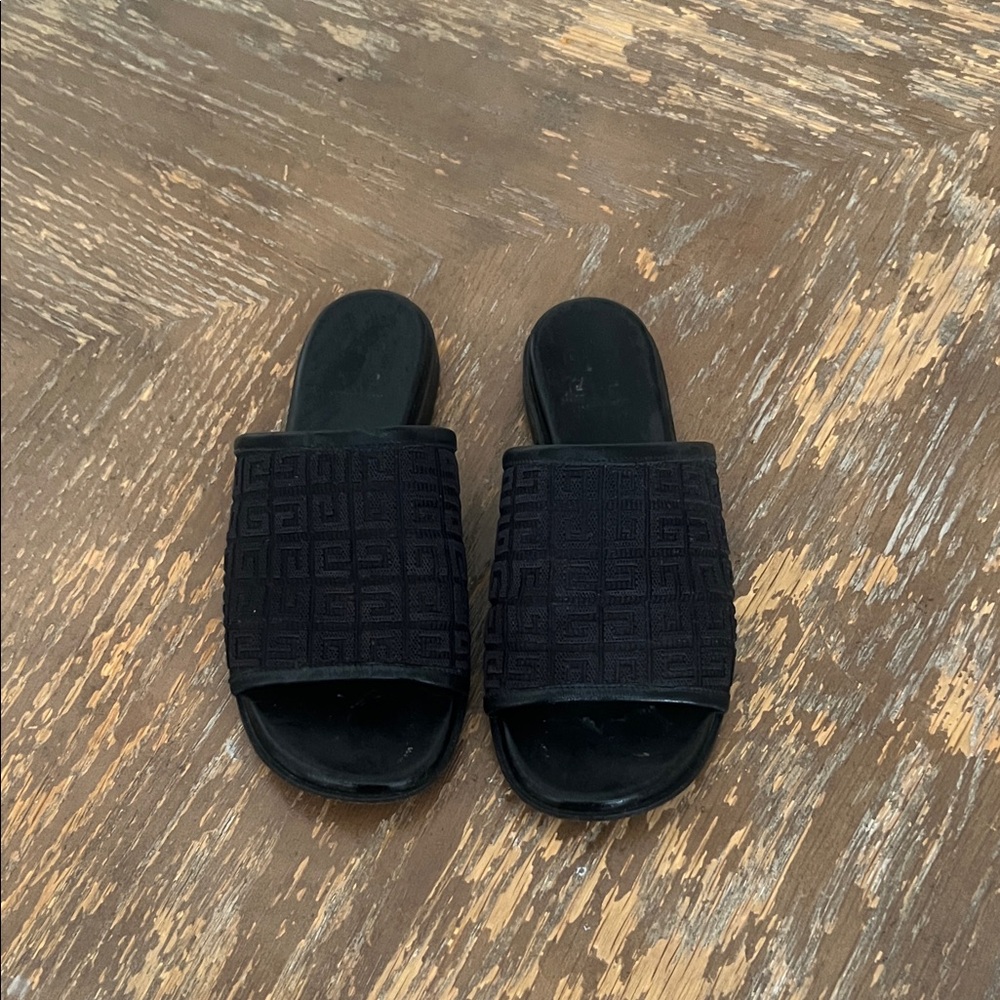 Givenchy Black Embossed Logo Slide Mules